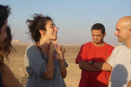 A conversation in the desert during a group retreat