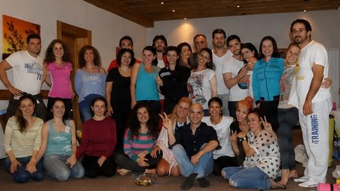 A group gathered together indoors
