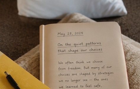A journal open to a handwritten reflection